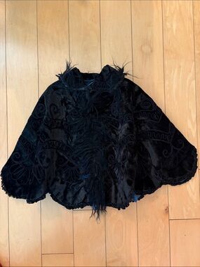 1800’s Steampunk Edwardian Cape Goth Beaded Velvet winter Pony Trim Antique***